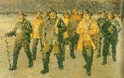Michael Ancher fiskere vender hjem fra nordstranden i aftensol Germany oil painting artist